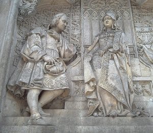 קולומבוס פוגש את המלכה איזבלה ומספר לה על הממצאים באמריקה (צילום: Basilio)