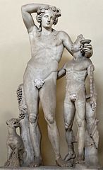 פסלו של דיוניסוס, אל היין השיכור וסאטיר (חצי אדם חצי תייש) (צילומים: Marie-Lan Nguyen)