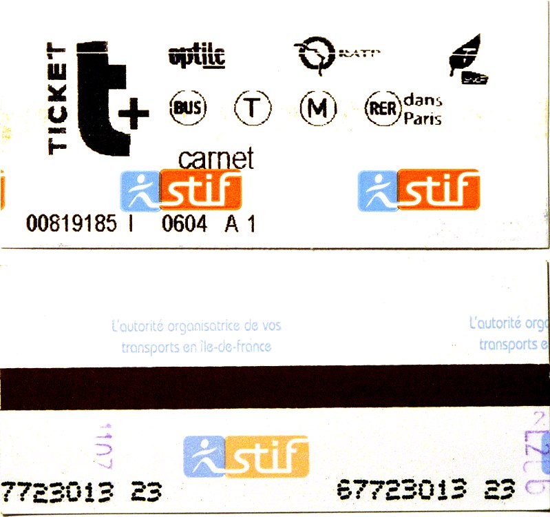 .כרטיס נסיעה חד פעמי t+ למטרו, לאוטובוסים, לטראם ול-RER בתוך העיר