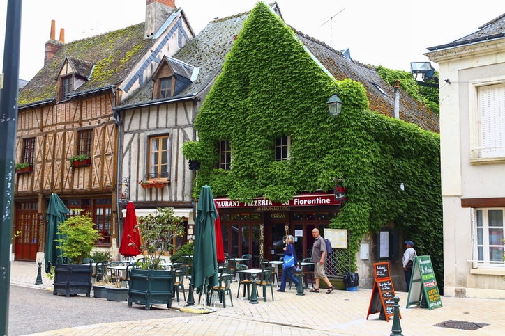 אחד מרחובותיה היפים של אמבואז, בהם ניצבים מבנים בסגנון צרפתי קלאסי ואחד מהם מכוסה לחלוטין בצמחייה ירוקה