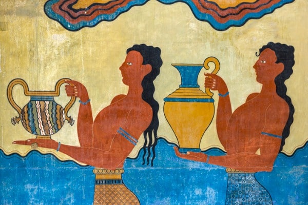 קטע מפרסקו צבעוני בארמון קנוסוס