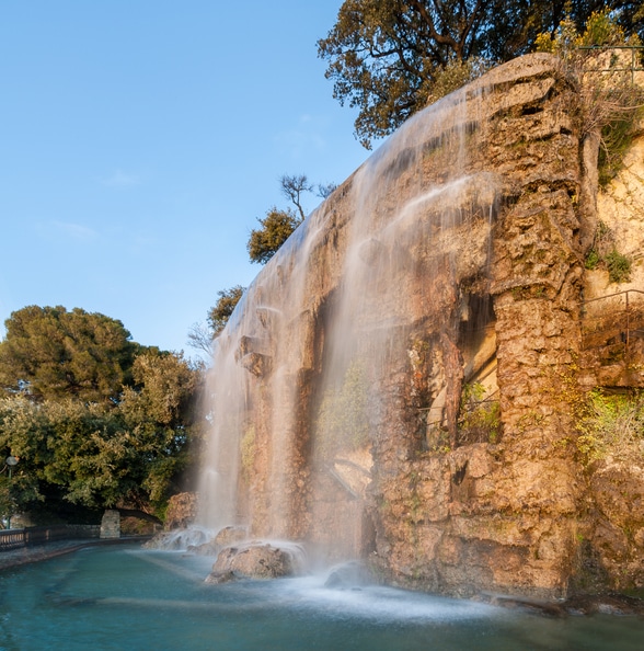 Waterfall In Parc De La Colline Du Château, Nice, France