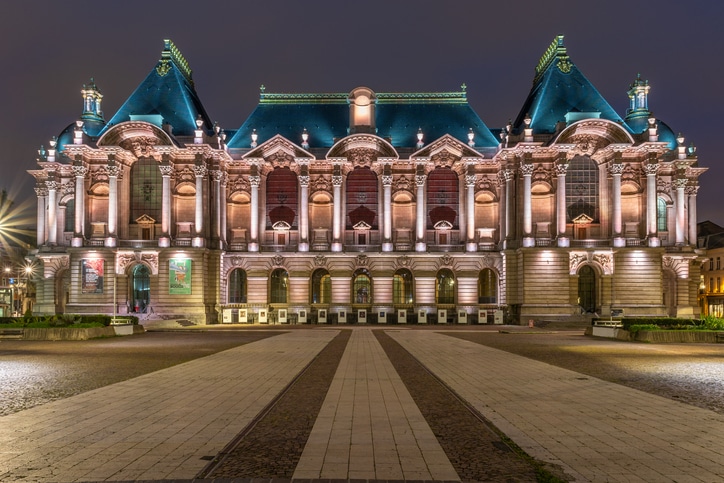מוזיאון האומנות Palais des Beaux-Arts בליל מואר בלילה